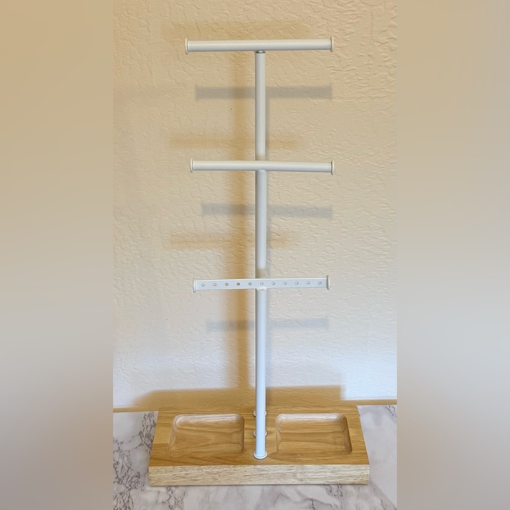 White and Wood Jewelry Stand